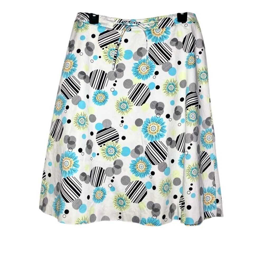 Talbots Floral A-Line Skirt in White/Black/Blue/Green Women’s 12